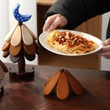 Maxbell Wooden Tree Coasters Housewarming Gift Wooden Trivets for Pan Hot Pot Teapot blue moon