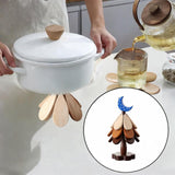 Maxbell Wooden Tree Coasters Housewarming Gift Wooden Trivets for Pan Hot Pot Teapot blue moon