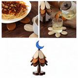 Maxbell Wooden Tree Coasters Housewarming Gift Wooden Trivets for Pan Hot Pot Teapot blue moon