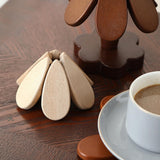 Maxbell Wooden Tree Coasters Housewarming Gift Wooden Trivets for Pan Hot Pot Teapot blue moon