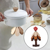Maxbell Wooden Tree Coasters Housewarming Gift Wooden Trivets for Pan Hot Pot Teapot red flower