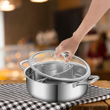 Maxbell Shabu Shabu Hot Pot with Divider Cooking Gas Stockpot for Home Camping Party 24cm