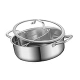 Maxbell Shabu Shabu Hot Pot with Divider Cooking Gas Stockpot for Home Camping Party 28cm