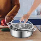 Maxbell Shabu Shabu Hot Pot with Divider Cooking Gas Stockpot for Home Camping Party 28cm