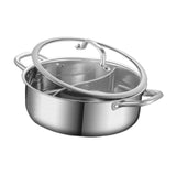 Maxbell Shabu Shabu Hot Pot with Divider Cooking Gas Stockpot for Home Camping Party 30cm