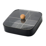 Maxbell Divided Serving Box with Lid Dried Fruits Platter for Chinese New Year Candy Black