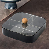 Maxbell Divided Serving Box with Lid Dried Fruits Platter for Chinese New Year Candy Black