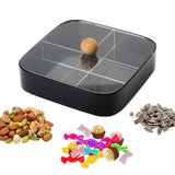 Maxbell Divided Serving Box with Lid Dried Fruits Platter for Chinese New Year Candy Black