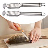 Maxbell Fishes Scale Scraping Tool Ergonomic Handle Manual Fishes Scale Remover for Home Double wire handle