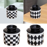 Maxbell Butter Crock Porcelain Kitchen Storage Container for Fresh Spreadable Butter Square Grid