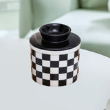 Maxbell Butter Crock Porcelain Kitchen Storage Container for Fresh Spreadable Butter Square Grid