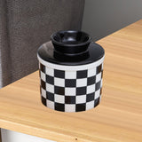 Maxbell Butter Crock Porcelain Kitchen Storage Container for Fresh Spreadable Butter Square Grid
