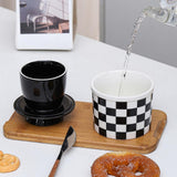 Maxbell Butter Crock Porcelain Kitchen Storage Container for Fresh Spreadable Butter Square Grid