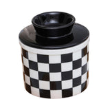 Maxbell Butter Crock Porcelain Kitchen Storage Container for Fresh Spreadable Butter Square Grid