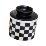 Maxbell Butter Crock Porcelain Kitchen Storage Container for Fresh Spreadable Butter Square Grid
