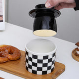 Maxbell Butter Crock Porcelain Kitchen Storage Container for Fresh Spreadable Butter Square Grid