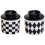 Maxbell Butter Crock Porcelain Kitchen Storage Container for Fresh Spreadable Butter Square Grid