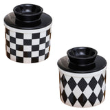 Maxbell Butter Crock Porcelain Kitchen Storage Container for Fresh Spreadable Butter Square Grid