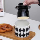 Maxbell Butter Crock Porcelain Kitchen Storage Container for Fresh Spreadable Butter Rhombic Grid