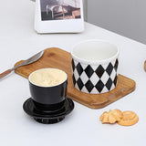 Maxbell Butter Crock Porcelain Kitchen Storage Container for Fresh Spreadable Butter Rhombic Grid