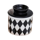 Maxbell Butter Crock Porcelain Kitchen Storage Container for Fresh Spreadable Butter Rhombic Grid