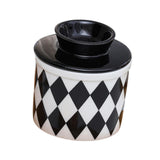 Maxbell Butter Crock Porcelain Kitchen Storage Container for Fresh Spreadable Butter Rhombic Grid