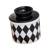 Maxbell Butter Crock Porcelain Kitchen Storage Container for Fresh Spreadable Butter Rhombic Grid