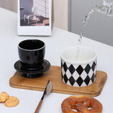 Maxbell Butter Crock Porcelain Kitchen Storage Container for Fresh Spreadable Butter Rhombic Grid