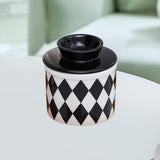Maxbell Butter Crock Porcelain Kitchen Storage Container for Fresh Spreadable Butter Rhombic Grid