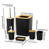 Maxbell 6x Bathroom Accessories Fashion Bath Trash Can for Vanity Home Use Apartment Black