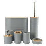 Maxbell 6Pcs Bathroom Accessories Portable Toilet Brush for Dorm Household Farmhouse Gray