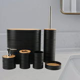 Maxbell 6Pcs Bathroom Accessories Portable Toilet Brush for Dorm Household Farmhouse Black