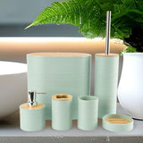 Maxbell 6 Pieces Bathroom Accessories Simple Trash Can for Farmhouse Apartment Hotel Green