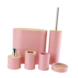 Maxbell 6 Pieces Bathroom Accessories Simple Trash Can for Farmhouse Apartment Hotel Light Pink
