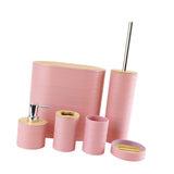 Maxbell 6 Pieces Bathroom Accessories Simple Trash Can for Farmhouse Apartment Hotel Light Pink