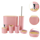 Maxbell 6 Pieces Bathroom Accessories Simple Trash Can for Farmhouse Apartment Hotel Light Pink