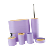 Maxbell 6 Pieces Bathroom Accessories Simple Trash Can for Farmhouse Apartment Hotel Light Purple