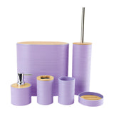 Maxbell 6 Pieces Bathroom Accessories Simple Trash Can for Farmhouse Apartment Hotel Light Purple