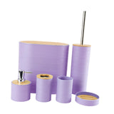 Maxbell 6 Pieces Bathroom Accessories Simple Trash Can for Farmhouse Apartment Hotel Light Purple