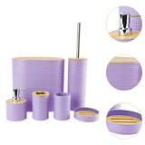 Maxbell 6 Pieces Bathroom Accessories Simple Trash Can for Farmhouse Apartment Hotel Light Purple