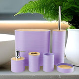 Maxbell 6 Pieces Bathroom Accessories Simple Trash Can for Farmhouse Apartment Hotel Light Purple