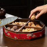 Maxbell Divided Serving Box Versatile Serving Tray for Cookies Desserts Dried Fruits Red