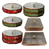 Maxbell Divided Serving Box Versatile Serving Tray for Cookies Desserts Dried Fruits Red
