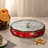 Maxbell Divided Serving Box Versatile Serving Tray for Cookies Desserts Dried Fruits Red
