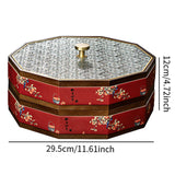 Maxbell Divided Serving Box Versatile Serving Tray for Cookies Desserts Dried Fruits 2 Tiers Red