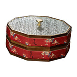 Maxbell Divided Serving Box Versatile Serving Tray for Cookies Desserts Dried Fruits 2 Tiers Red