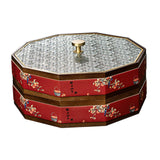 Maxbell Divided Serving Box Versatile Serving Tray for Cookies Desserts Dried Fruits 2 Tiers Red