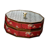 Maxbell Divided Serving Box Versatile Serving Tray for Cookies Desserts Dried Fruits 2 Tiers Red