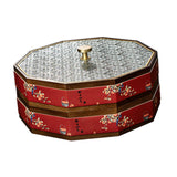 Maxbell Divided Serving Box Versatile Serving Tray for Cookies Desserts Dried Fruits 2 Tiers Red