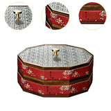 Maxbell Divided Serving Box Versatile Serving Tray for Cookies Desserts Dried Fruits 2 Tiers Red